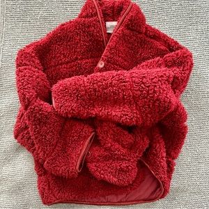 Urban Outfitters Teddy Oversize Red Faux Fur  Jacket Size Small